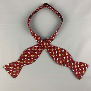 XMI Burgundy Blue Print Silk Tie